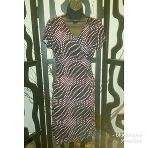 Vintage Print Notations Wrap Dress Size M